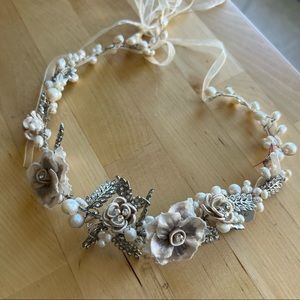 Pearl Floral Headband - A.B. Ellie - Bridal Headpiece / Jewelry